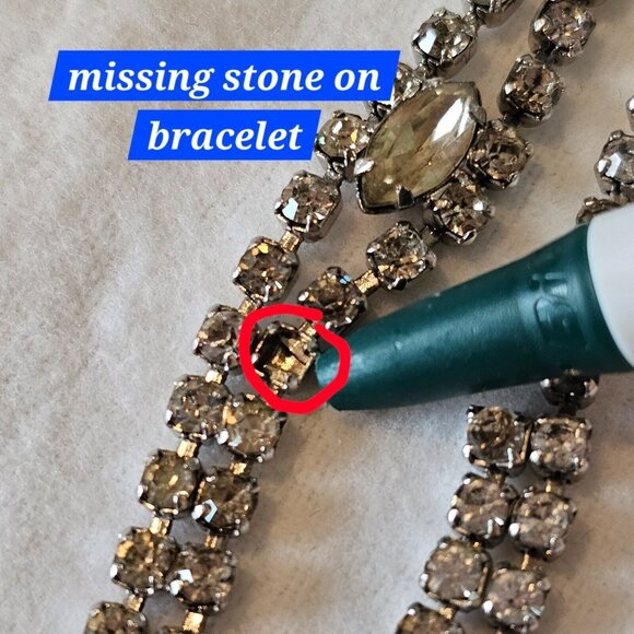 Vintage Kramer New York Choker Necklace Bracelet Set Clear‎ Rhinestones Sparkle - Picture 14 of 15